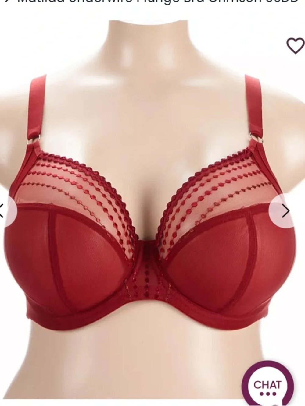 Elomi Matilda – Underwire Plunge Bra – Size 32K - Crimson Red